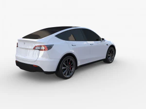 tesla model y awd white with chassis 3D Model