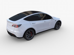 tesla model y rwd white with chassis Modelo 3D
