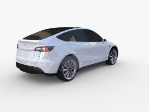 tesla model y rwd white with chassis 3D Model
