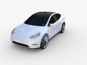 tesla model y rwd white with chassis Modelo 3D
