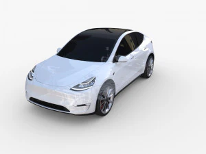tesla model y rwd white with chassis 3D Model