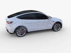 tesla model y rwd white with chassis Modelo 3D