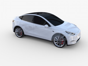 tesla model y rwd white with chassis Modelo 3D