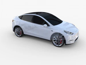 tesla model y rwd white with chassis 3D Model