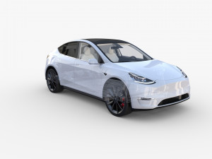 tesla model y rwd white with interior and chassis Modèle 3D