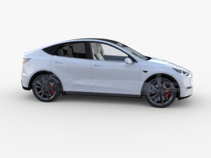 tesla model y rwd white with interior and chassis Modèle 3D