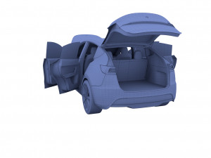 tesla model y rwd white with interior and chassis Modèle 3D