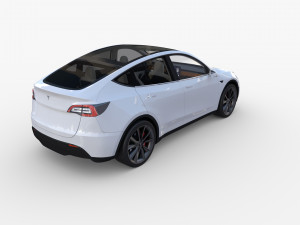 tesla model y rwd white with interior and chassis Modèle 3D