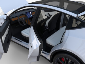 tesla model y rwd white with interior and chassis Modèle 3D