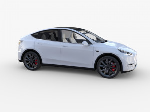 tesla model y rwd white with interior and chassis Modèle 3D