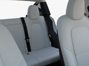 tesla model y rwd white with interior and chassis Modèle 3D
