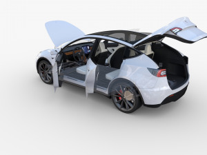 tesla model y rwd white with interior and chassis Modèle 3D