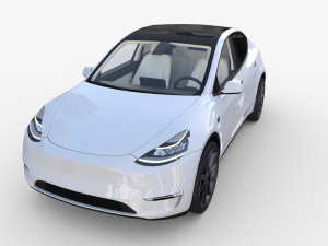 tesla model y rwd white with interior and chassis Modèle 3D