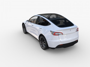 tesla model y rwd white with interior and chassis Modèle 3D