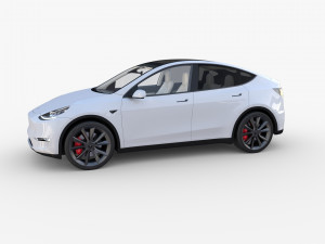 tesla model y rwd white with interior and chassis Modèle 3D