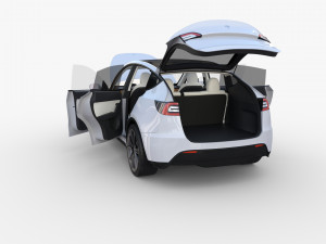 tesla model y rwd white with interior and chassis Modèle 3D