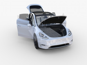tesla model y rwd white with interior and chassis Modèle 3D