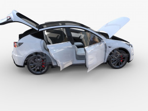 tesla model y rwd white with interior and chassis Modèle 3D