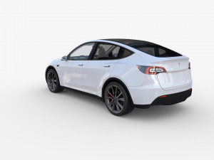 tesla model y rwd white with interior and chassis Modèle 3D