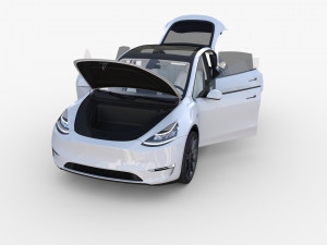 tesla model y rwd white with interior and chassis Modèle 3D