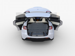 tesla model y rwd white with interior and chassis Modèle 3D