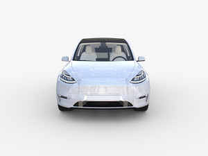 tesla model y rwd white with interior and chassis Modèle 3D