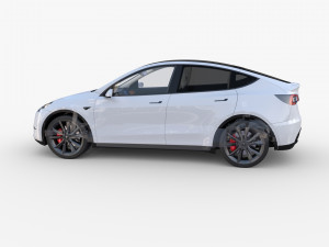 tesla model y rwd white with interior and chassis Modèle 3D
