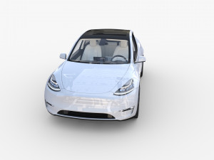 tesla model y rwd white with interior and chassis Modèle 3D