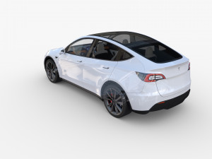 tesla model y rwd white with interior and chassis Modèle 3D
