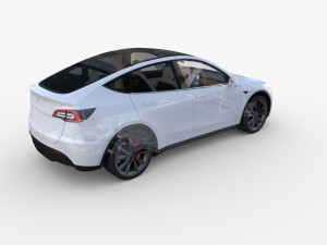 tesla model y rwd white with interior and chassis Modèle 3D