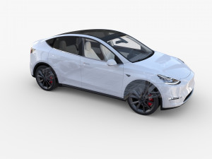 tesla model y rwd white with interior and chassis Modèle 3D