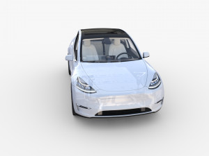 tesla model y rwd white with interior and chassis Modèle 3D