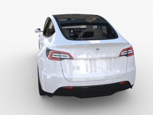 tesla model y rwd white with interior and chassis Modèle 3D
