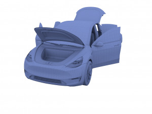 tesla model y rwd white with interior and chassis Modèle 3D
