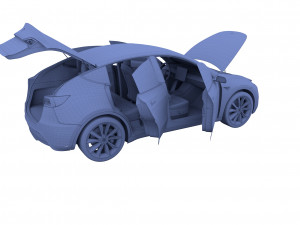tesla model y rwd white with interior and chassis Modèle 3D