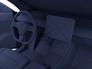 tesla model y rwd white with interior and chassis Modèle 3D
