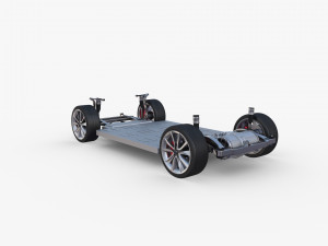 tesla model y rwd white with interior and chassis Modèle 3D