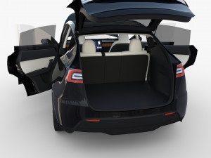 tesla model y awd black with interior and chassis Modelo 3D