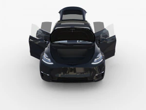 tesla model y awd black with interior and chassis 3D Model