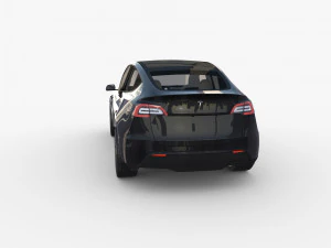 tesla model y awd black with interior and chassis 3D Model
