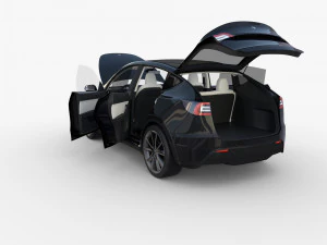 tesla model y awd black with interior and chassis 3D Model