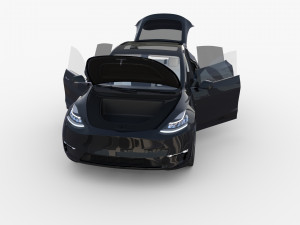 tesla model y awd black with interior and chassis Modelo 3D
