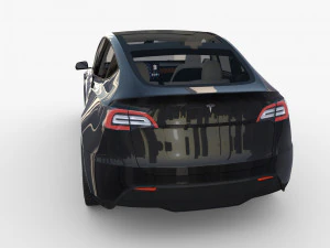 tesla model y awd black with interior and chassis 3D Model