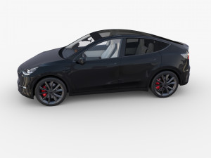 tesla model y awd black with interior and chassis Modelo 3D