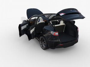 tesla model y awd black with interior and chassis Modelo 3D