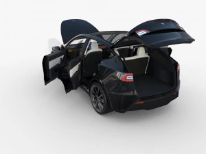 tesla model y awd black with interior and chassis 3D Model