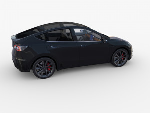 tesla model y awd black with interior and chassis Modelo 3D