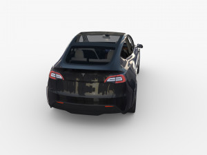 tesla model y awd black with interior and chassis Modelo 3D