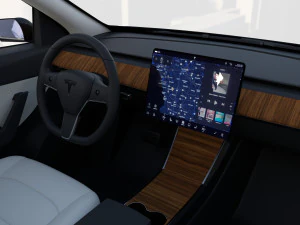 tesla model y awd black with interior and chassis 3D Model