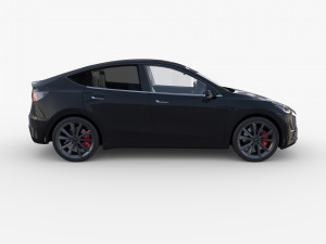 tesla model y awd black with interior and chassis Modelo 3D